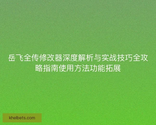 岳飞全传修改器深度解析与实战技巧全攻略指南使用方法功能拓展